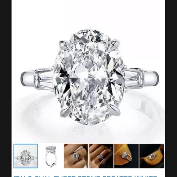 Italo created white sapphire solitaire w/accents - Picture 2 of 8